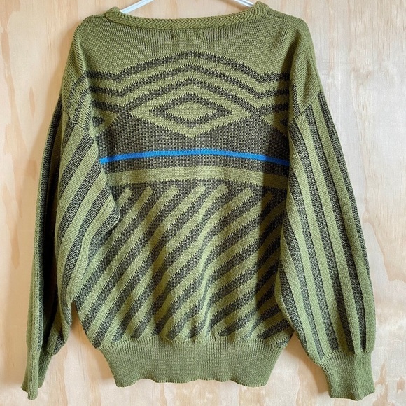 Vintage Studio Sportswear | Wool Blend Grandpa-Style Crewneck Knit Sweater - Picture 2 of 4